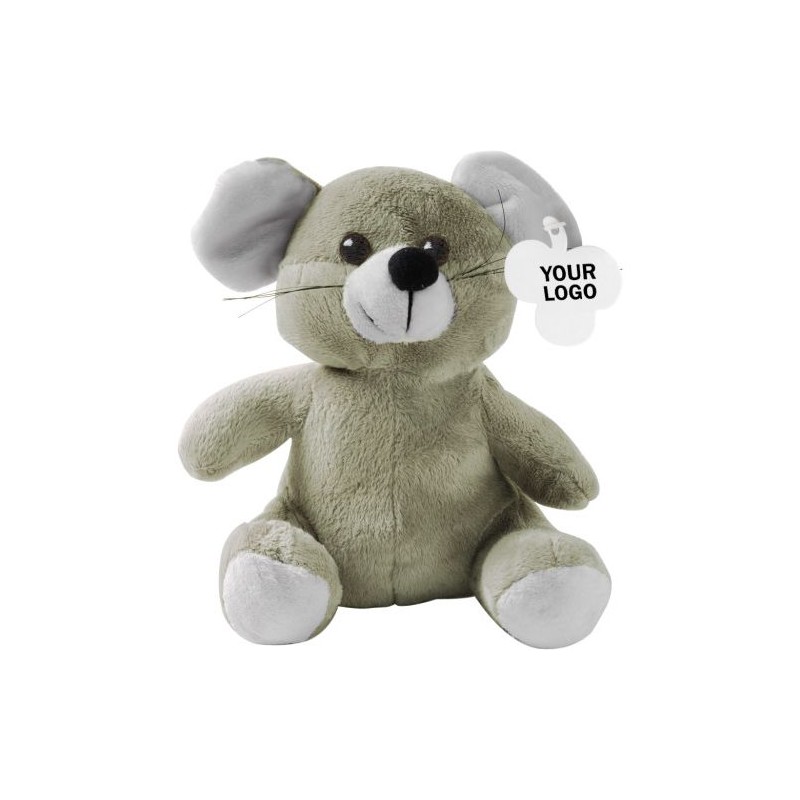 Peluche personnalisée souris en objet publicitaire Lia Matières : coton Couleurs : gris cadeau entreprise pas cher