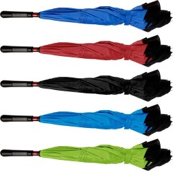 Parapluie réversible personnalisé pratique Constance Matières : polyester Couleurs : rouge marquage laser ultra précis