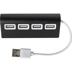 Hub USB 4 Ports en aluminium personnalisé - Leo Matières : métal Couleurs : noir
