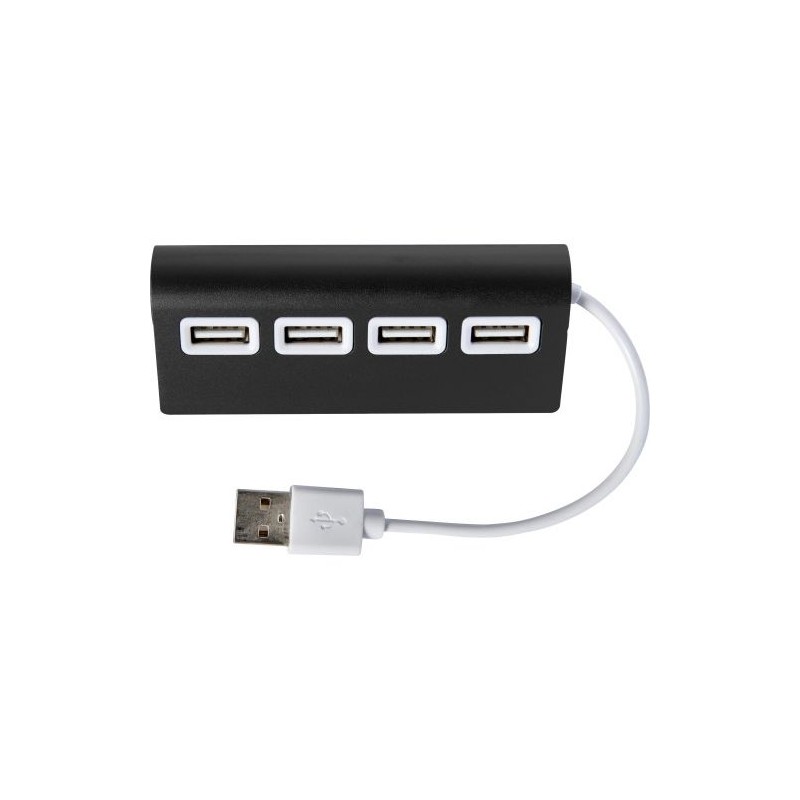 Hub USB 4 Ports en aluminium personnalisé - Leo Matières : métal Couleurs : noir