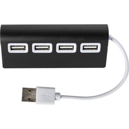 Hub USB 4 Ports en aluminium personnalisé - Leo Matières : métal Couleurs : noir
