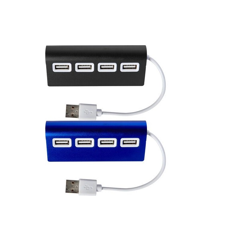 Hub USB 4 Ports en aluminium personnalisé - Leo Matières : métal Couleurs : noir cadeau entreprise pas cher