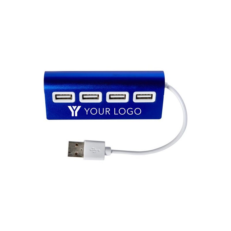 Hub USB 4 Ports en aluminium personnalisé - Leo Matières : métal Couleurs : noir livraison express 24h 48h