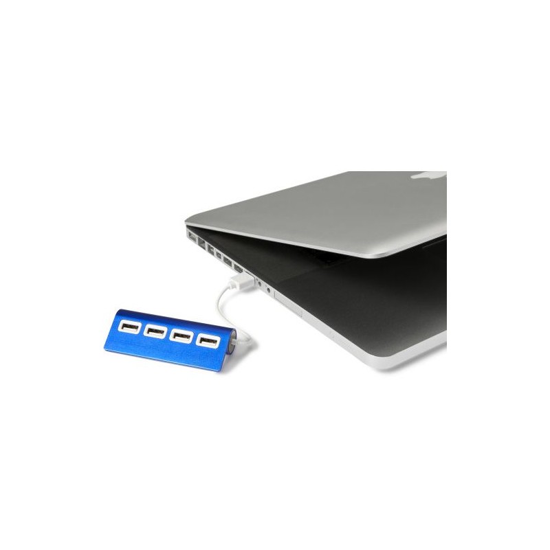 Hub USB 4 Ports en aluminium personnalisé - Leo Matières : métal Couleurs : noir cadeau collaborateur premium