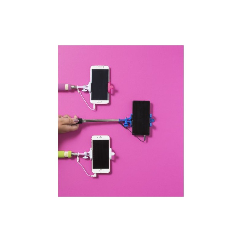 Perche téléscopique économique personnalisée pour selfies Ursula Matières : plastique Couleurs : rouge impression haute définiti