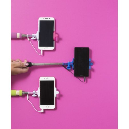Perche téléscopique économique personnalisée pour selfies Ursula Matières : plastique Couleurs : rouge impression haute définiti