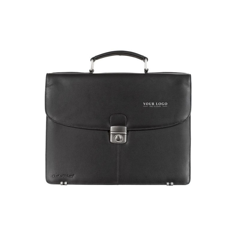 Sacoche Économique en Cuir Personnalisée pour Ordinateur Charles Dickens® Matières : cuir Couleurs : noir cadeau entreprise pas 