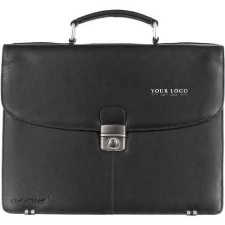Sacoche Économique en Cuir Personnalisée pour Ordinateur Charles Dickens® Matières : cuir Couleurs : noir cadeau entreprise pas 