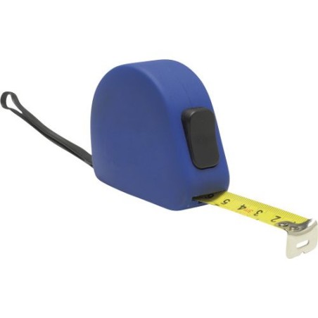 Mètre-ruban économique en gomme de 3 m personnalisé Cassie Matières : acier Couleurs : bleu cobalt marquage laser ultra précis