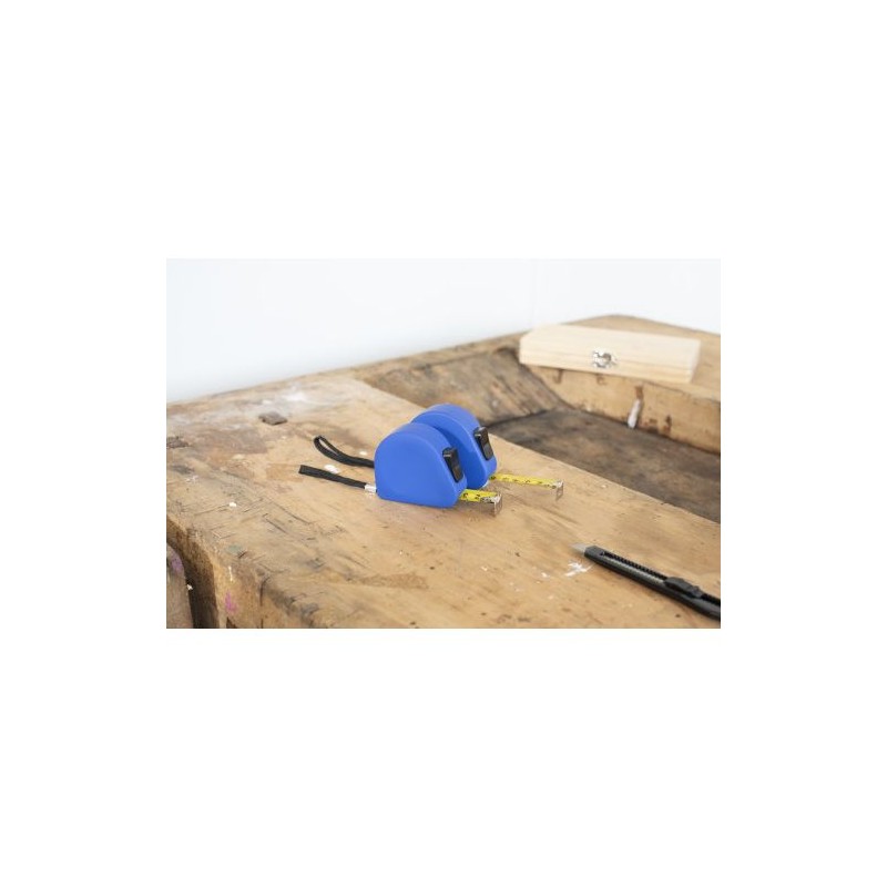 Mètre-ruban économique en gomme de 3 m personnalisé Cassie Matières : acier Couleurs : bleu cobalt objet promotionnel éco-respon