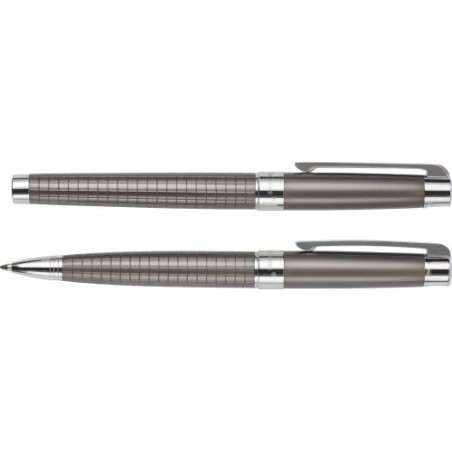 Stylo personnalisé élégant et précis à bille et roller - Charles Dickens® Alan Matières : métal Couleurs : gris cadeau entrepris