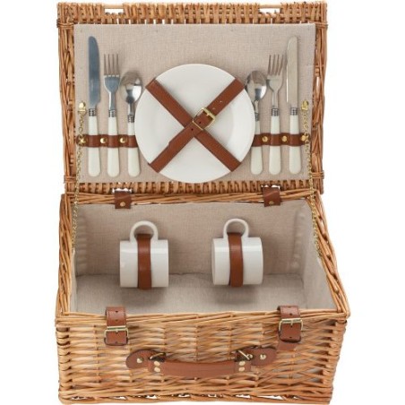 Panier pique-nique en osier personnalisé pratique pour 2 personnes - Effie Matières : bois Couleurs : brun