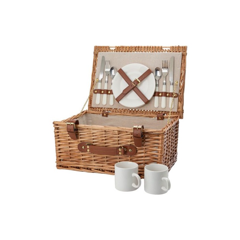 Panier pique-nique en osier personnalisé pratique pour 2 personnes - Effie Matières : bois Couleurs : brun personnalisable avec 