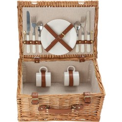 Panier pique-nique en osier personnalisé pratique pour 2 personnes - Effie Matières : bois Couleurs : brun impression haute défi