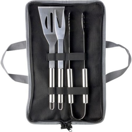 Set de barbecue  dans une pochette personnalisée - Priscilla Matières : non tissé Couleurs : argenté cadeau entreprise pas cher