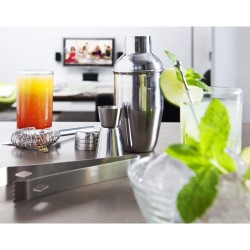 Set de 5 pièces d'accessoires de bar shaker premium personnalisé Natalina Matières : acier inoxydable Couleurs : argenté goodies