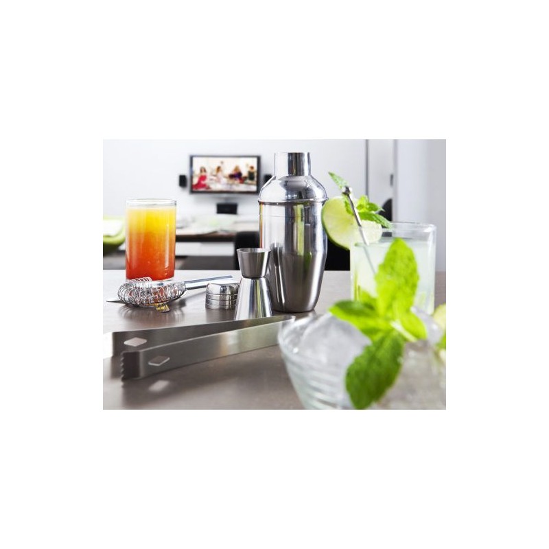 Set de 5 pièces d'accessoires de bar shaker premium personnalisé Natalina Matières : acier inoxydable Couleurs : argenté goodies