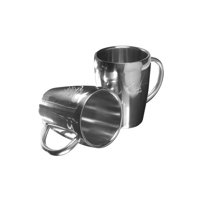 Set de 2 mugs incassables publicitaires idéaux Naya Matières : acier inoxydable Couleurs : argenté cadeau entreprise pas cher