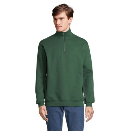 Sweat Zip Col Confortable et Éthique Personnalisé - Conrad Taille textile : XL Couleurs : vert bouteille marquage laser ultra pr