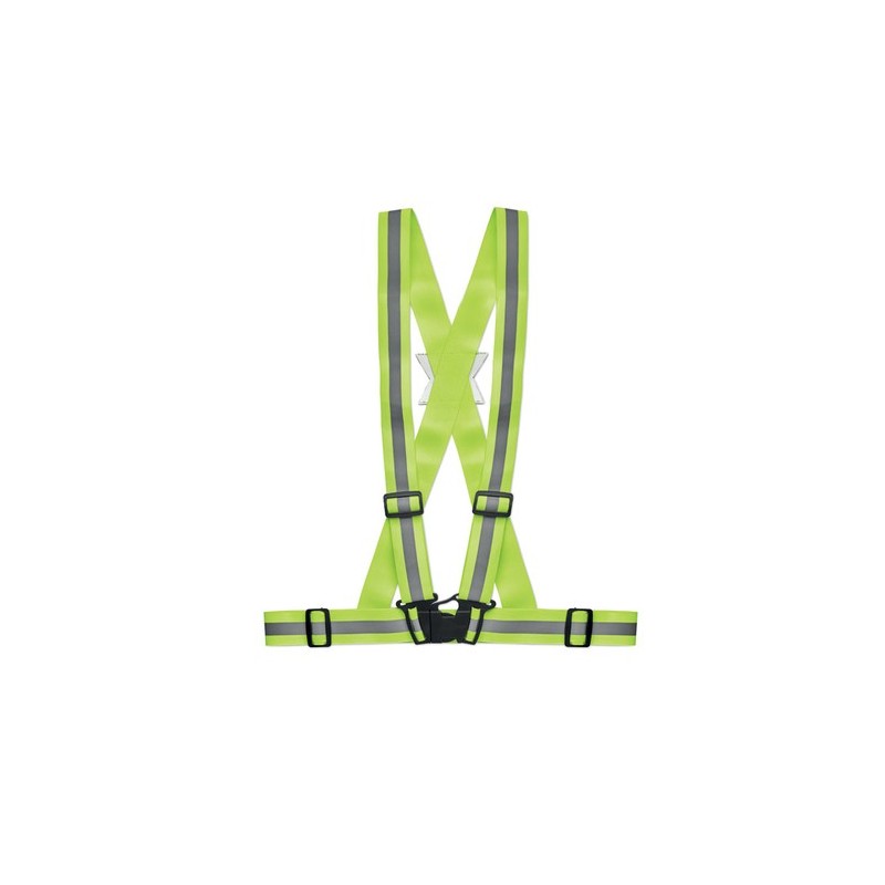 Bretelles de sécurité réfléchissantes personnalisées pas cher ALLVISIBLE Matières : PET Couleurs : vert fluo personnalisable ave