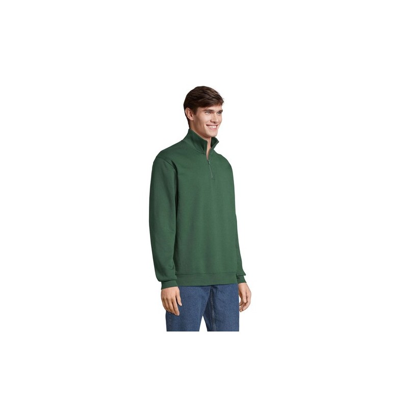 Sweat Zip Col Confortable et Éthique Personnalisé - Conrad Taille textile : XL Couleurs : vert bouteille goodies entreprise desi