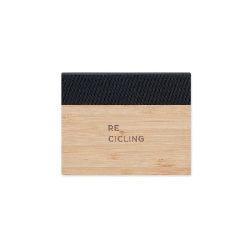 Bloc-notes adhésif personnalisé en bambou pas cher VISIONBAM Matières : bambou Couleurs : noir impression haute définition