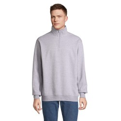 Sweat Zip Col Confortable et Éthique Personnalisé - Conrad Taille textile : L Couleurs : gris chiné cadeau collaborateur premium