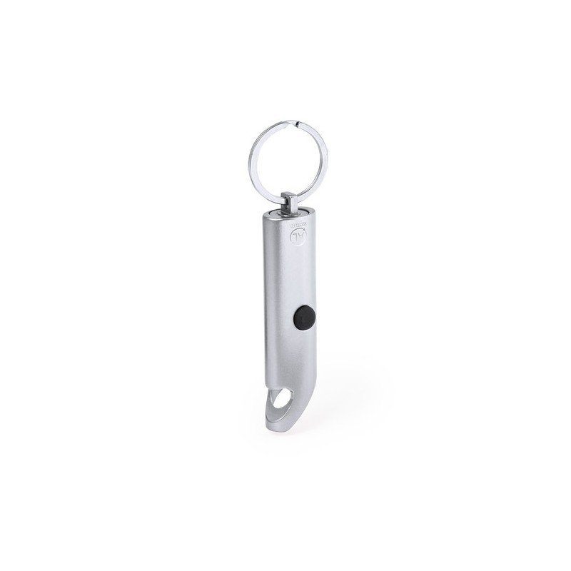 Porte-Clés Éco-responsable Personnalisé avec Lampe Kushing Matières : aluminium recyclé  Couleurs : rouge personnalisation sur m