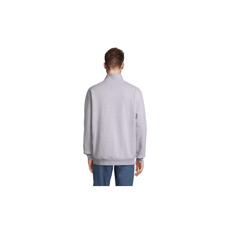 Sweat Zip Col Confortable et Éthique Personnalisé - Conrad Taille textile : S Couleurs : gris chiné objet promo petit budget