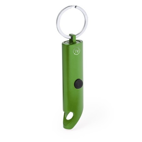 Porte-Clés Éco-responsable Personnalisé avec Lampe Kushing Matières : aluminium recyclé  Couleurs : rouge cadeau entreprise pas 