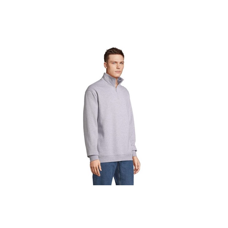 Sweat Zip Col Confortable et Éthique Personnalisé - Conrad Taille textile : S Couleurs : gris chiné objet promotionnel éco-respo