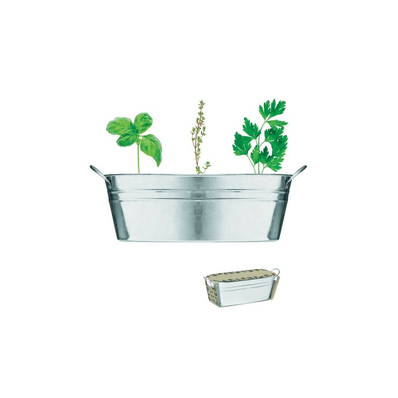Bac en zinc  avec herbes aromatiques personnalisées - MIX SEEDS Matières : métal Couleurs : argenté mat