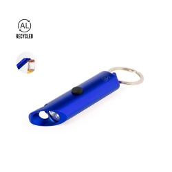 Porte-Clés Éco-responsable Personnalisé avec Lampe Kushing Matières : aluminium recyclé  Couleurs : argenté personnalisation rap