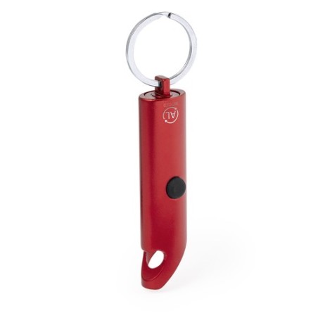Porte-Clés Éco-responsable Personnalisé avec Lampe Kushing Matières : aluminium recyclé  Couleurs : argenté goodies publicitaire