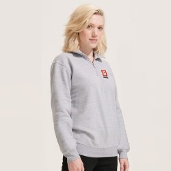 Sweat Zip Col Confortable et Éthique Personnalisé - Conrad Taille textile : XS Couleurs : gris chiné personnalisation rapide en 