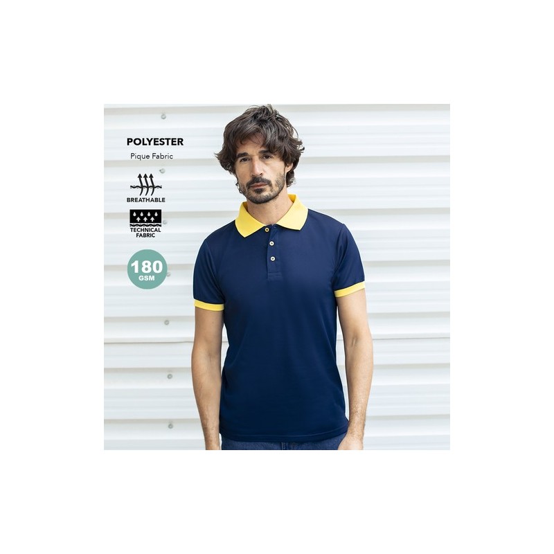 Polo publicitaire personnalisé Tecnic Rebon Matières : polyester Taille textile : XXL Couleurs : blanc marquage laser ultra préc