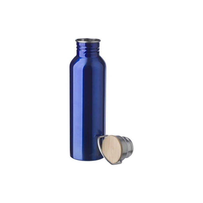 Bouteille Isotherme Personnalisée en Acier Inoxydable de 700 ml - Poppy Matières : bambou Couleurs : argenté marquage laser ultr