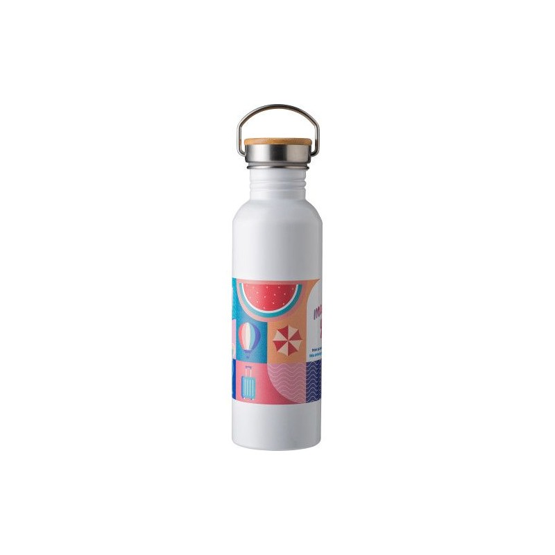 Bouteille Isotherme Personnalisée en Acier Inoxydable de 700 ml - Poppy Matières : bambou Couleurs : argenté cadeau client origi