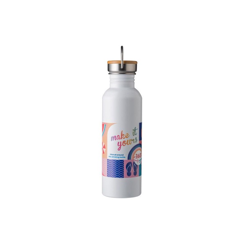 Bouteille Isotherme Personnalisée en Acier Inoxydable de 700 ml - Poppy Matières : bambou Couleurs : argenté personnalisable ave