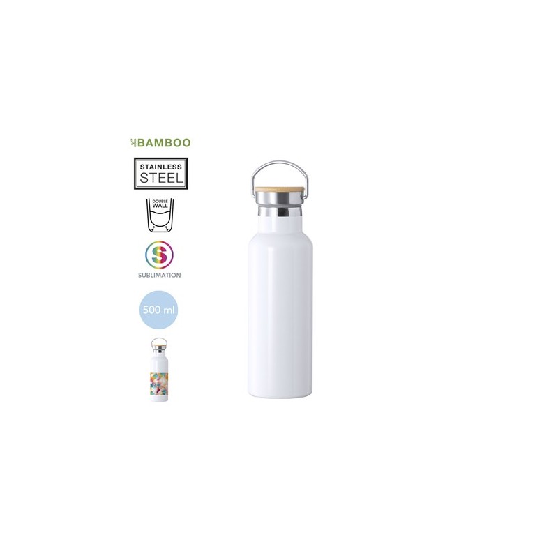Bidon Thermique Personnalisé Sublimation Ying Matières : bambou Couleurs : blanc personnalisable avec votre logo