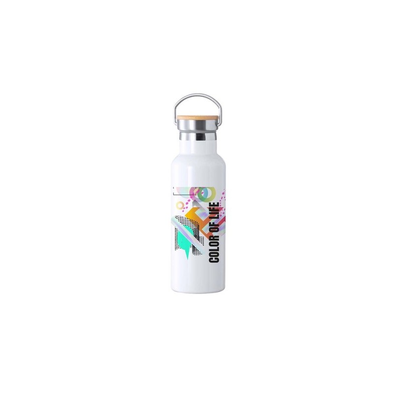 Bidon Thermique Personnalisé Sublimation Ying Matières : bambou Couleurs : blanc goodies publicitaire événementiel