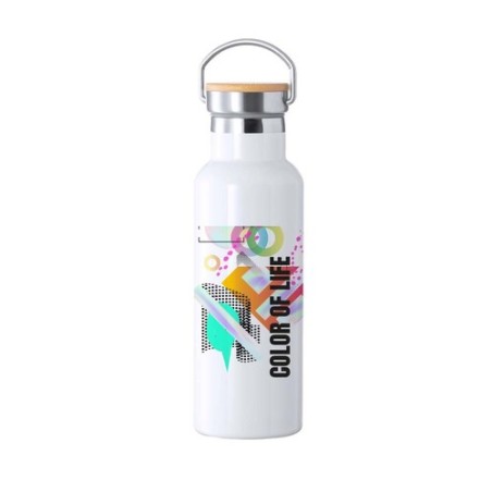 Bidon Thermique Personnalisé Sublimation Ying Matières : bambou Couleurs : blanc goodies publicitaire événementiel