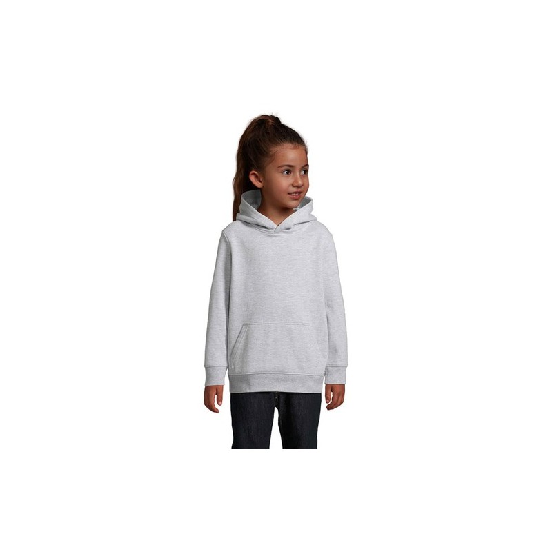 Sweat Capuche Éco-responsable et Stylé pour Enfant - CONDOR KIDS Taille textile : XXL Couleurs : gris chiné marquage couleur écl