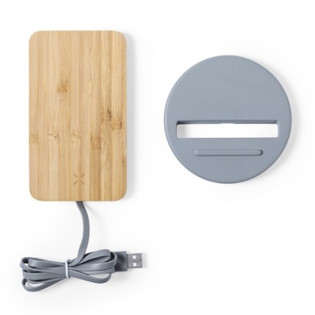 Chargeur Sans Fil Éthique Personnalisé - Cadeau Publicitaire Wiket Matières : bambou personnalisable avec votre logo