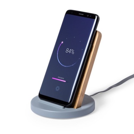 Chargeur Sans Fil Éthique Personnalisé - Cadeau Publicitaire Wiket Matières : bambou marquage laser ultra précis