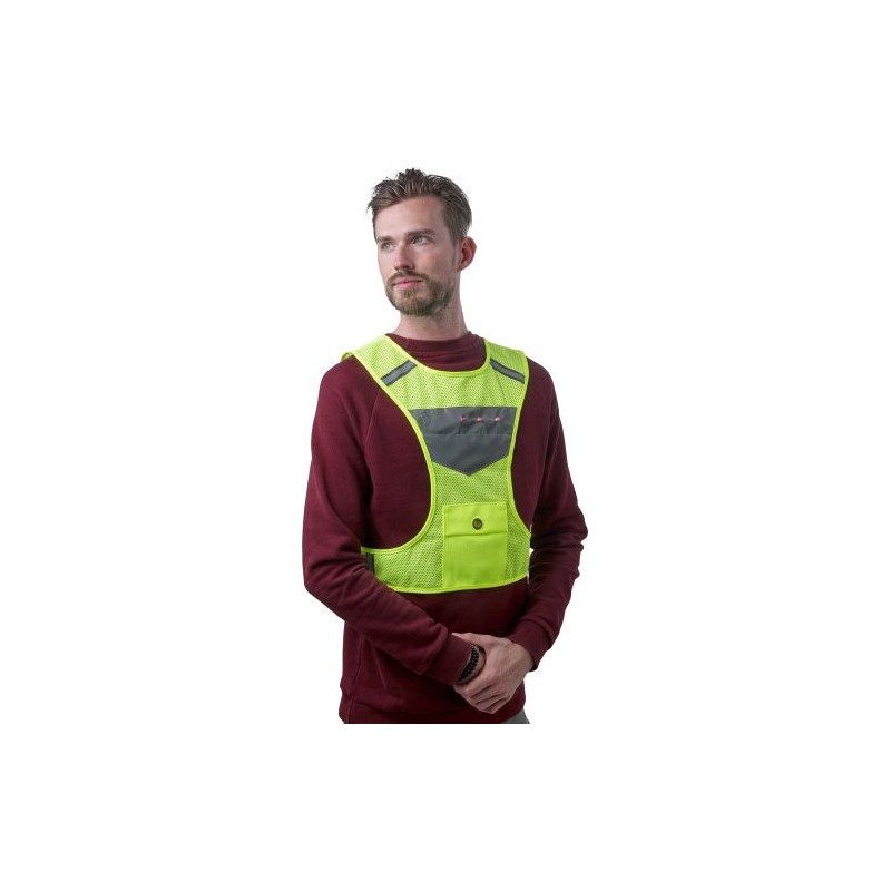 Gilet réfléchissant personnalisé en maille - Minna Matières : nylon Couleurs : jaune cadeau entreprise pas cher