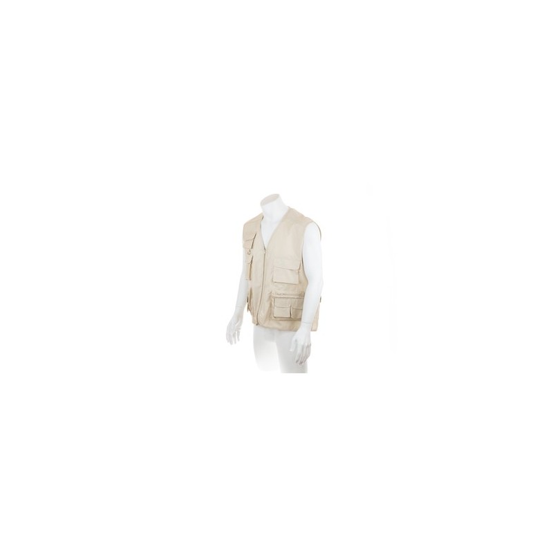 Gilet personnalisé unique reporter soviétique Matières : coton Taille textile : L Couleurs : beige marquage laser ultra précis