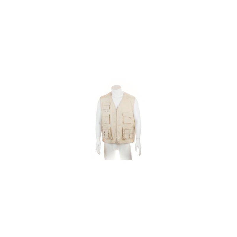 Gilet personnalisé unique reporter soviétique Matières : coton Taille textile : L Couleurs : beige objet promotionnel éco-respon