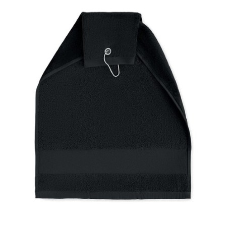 Serviette de golf en coton personnalisée HITOWGO Matières : coton Couleurs : noir goodies publicitaire événementiel