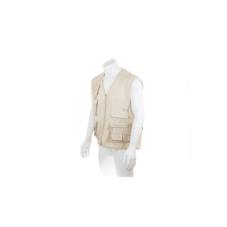 Gilet personnalisé unique reporter soviétique Matières : coton Taille textile : XL Couleurs : beige goodies publicitaire durable